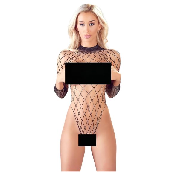 NO:XQSE - langermet netting body med mesh - svart (S-L)