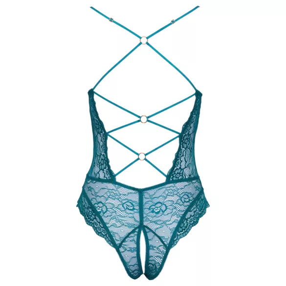 Cottelli - blondebody med snøring og åpen skritt (grønn)