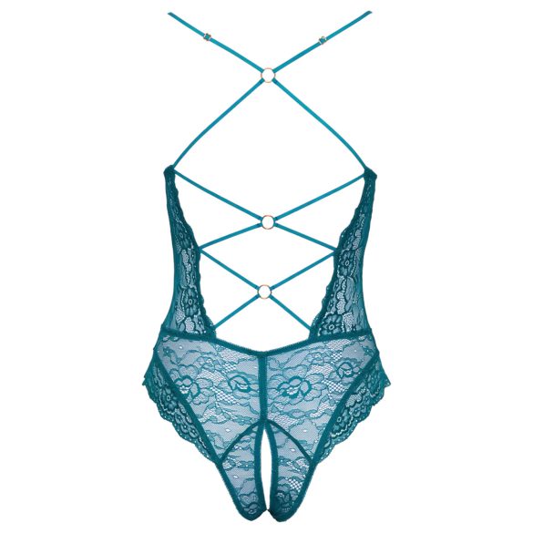 Cottelli - Snøret, åpen blondebody (grønn) - M