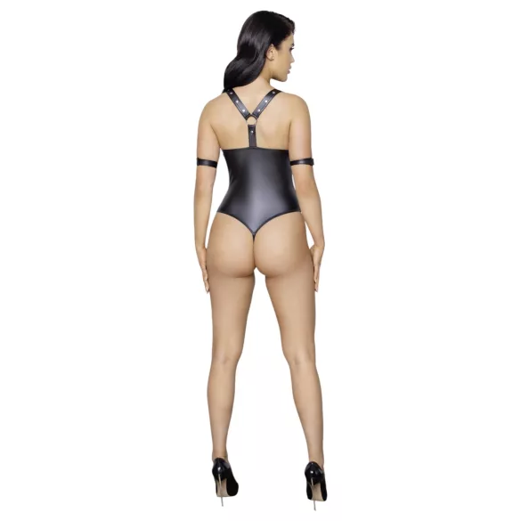 Cottelli Bondage - skinnende, ringet, åpen body (svart) - L