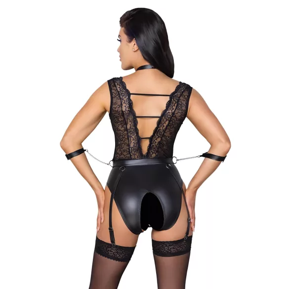 Cottelli Bondage - Blonder og halspynt body (svart) - M