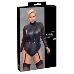 Cottelli Bondage Plus Size - Sort teddy med blondermer Cottelli Bondage Plus Size - Sort teddy med blondermer
