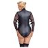 Cottelli Bondage Plus Size - Sort teddy med blondermer