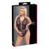 Cottelli Curves Plus Size - Gjennomsiktig mønsterbody (svart)