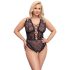 Cottelli Curves Plus Size - Gjennomsiktig mønsterbody (svart)