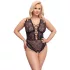 Cottelli Curves Plus Size - Gjennomsiktig mønsterbody (svart)