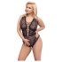 Cottelli Curves Plus Size - Gjennomsiktig mønsterbody (svart)