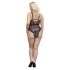 Cottelli Curves Plus Size - Gjennomsiktig mønsterbody (svart)