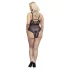 Cottelli Curves Plus Size - Gjennomsiktig mønsterbody (svart)