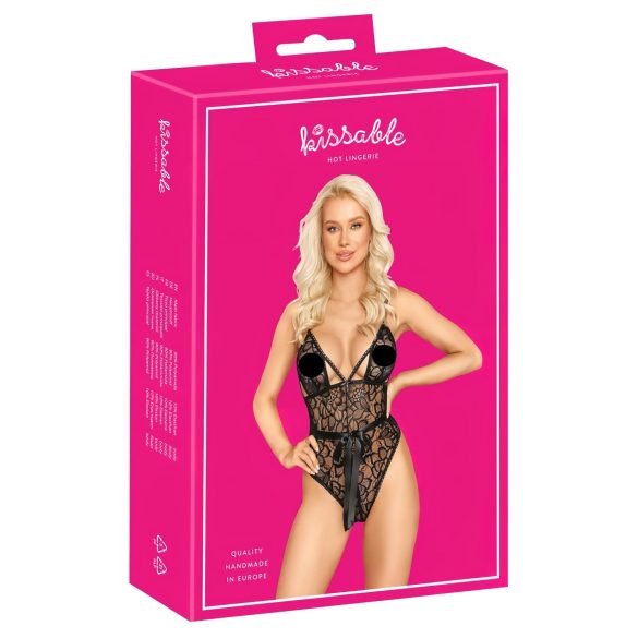 Kyssbar blondeteddy (svart) - L/XL
