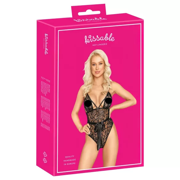 Kyssbar blondeteddy (svart) - L/XL