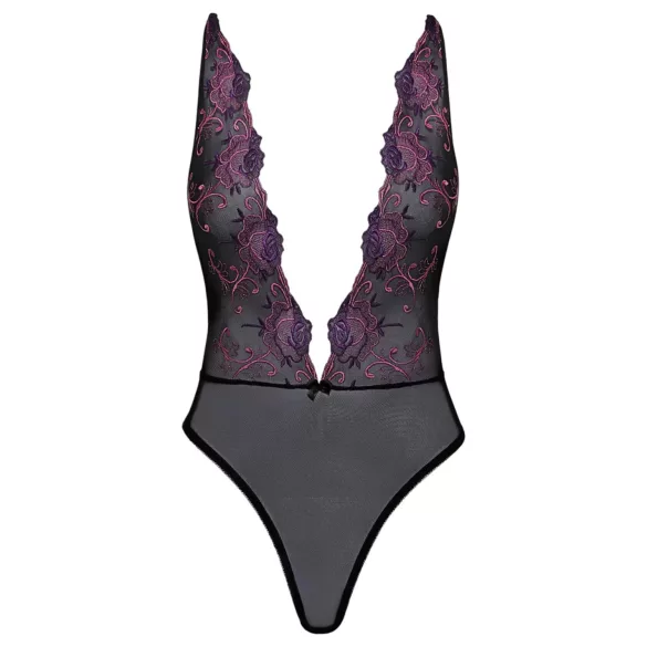 Kissbar - rosa brodert body (svart)