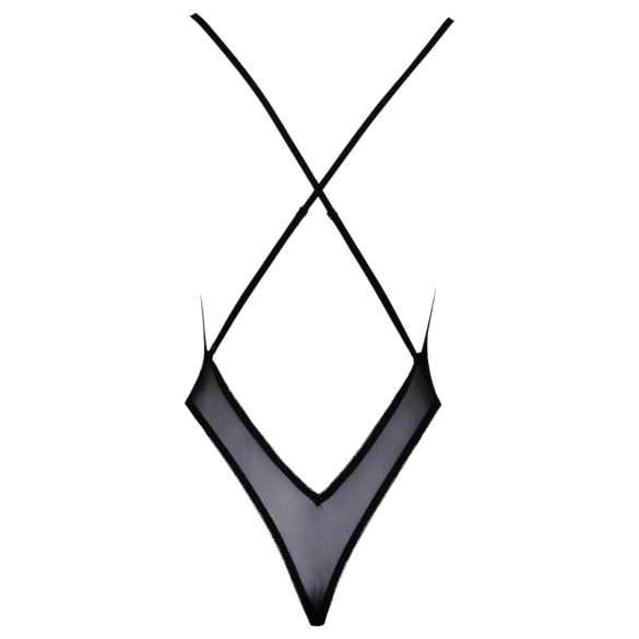 Kissbar - rosa brodert body (svart) - L/XL