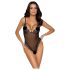 Cottelli - brodert åpen blondebody (svart-lilla) - XL
