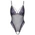Cottelli - brodert åpen blondebody (svart-lilla) - XL