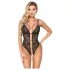 Abierta Fina - åpen blondeteddy med strass (svart) - L