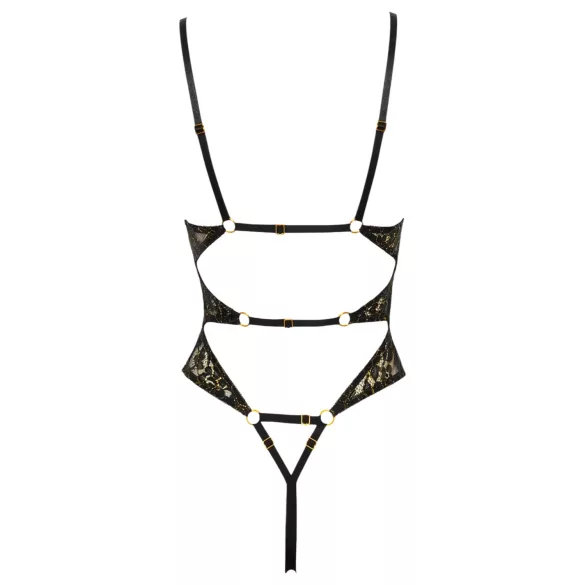 Abierta Fina - åpen blondeteddy med strass (svart) - L