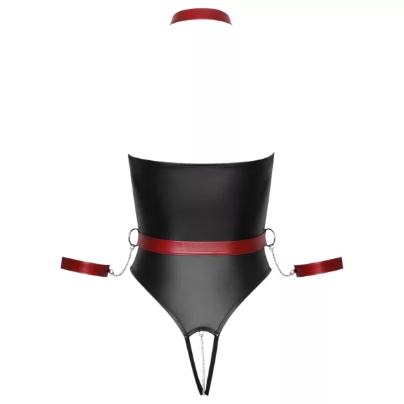 Cottelli Bondage - skinnende body og håndfester (svart) - L