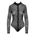 Noir - Leopard Print Long Sleeve Bodysuit (Black) - M