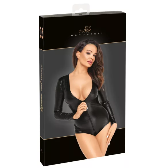 Noir - Glansfull Langermet Body (Svart)