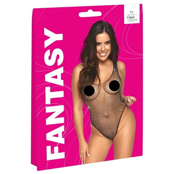 Cottelli - strassdekorert nettingkropp (svart) - (S-L)