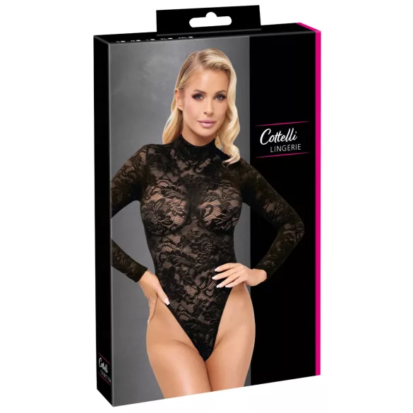 Cottelli - blondebody med lange ermer (svart) - S - M