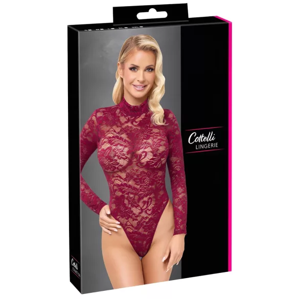 Cottelli - Gjennomsiktig blondeteddy (rød) - L