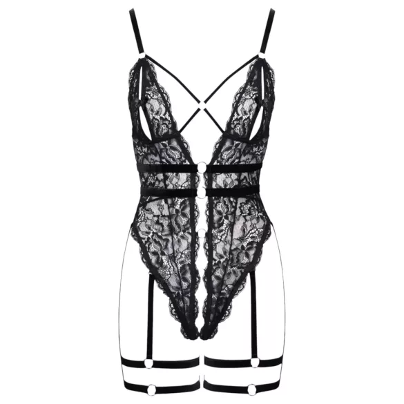 Cottelli - åpen stroppesexbody (svart) - M