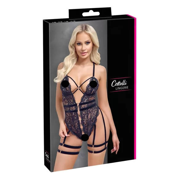 Cottelli - åpen stroppesexbody (svart) - M