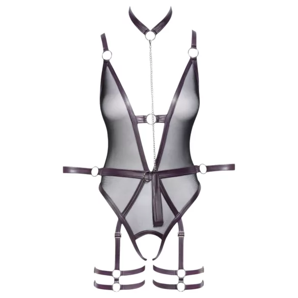 Cottelli Bondage - åpen body og håndleddsmansjetter (svart) - L