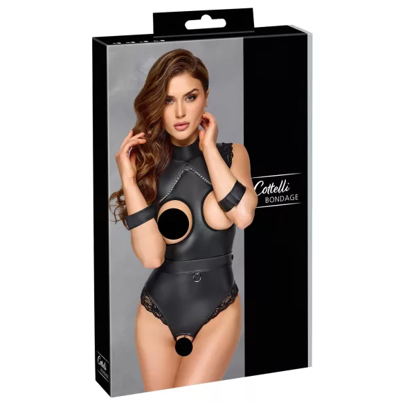Cottelli Bondage - Åpen bryst-bodysuit (svart) - M