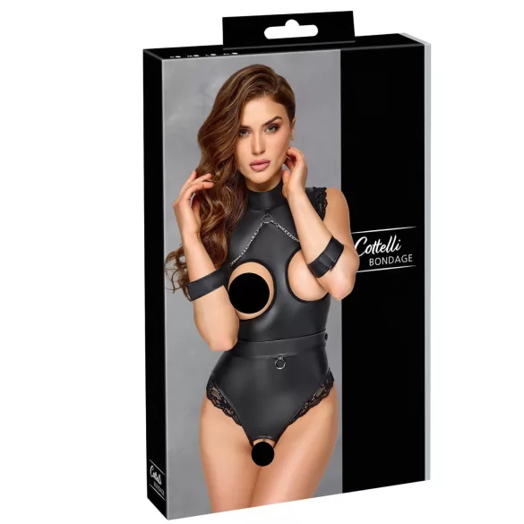 Cottelli Bondage - Åpen bryst-bodysuit (svart) - M