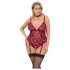 Cottelli Curves - blondebody med kjetting (rød) - 3XL