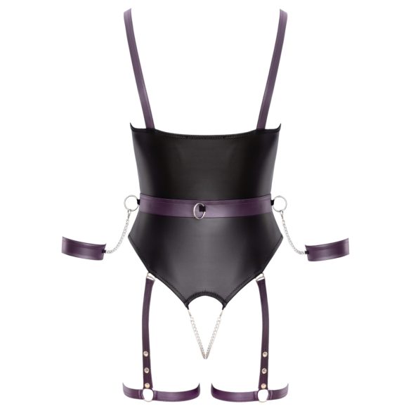 Cottelli - åpen bondage-body med håndjern (svart) - M