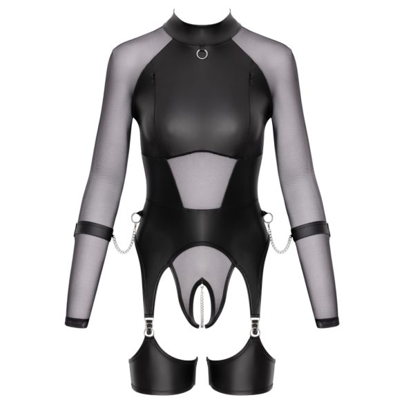 Cottelli Bondage - Gjennomsiktig topp med håndjern (svart)