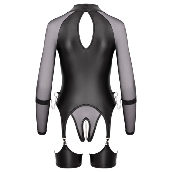 Cottelli Bondage - Gjennomsiktig topp med håndjern (svart)