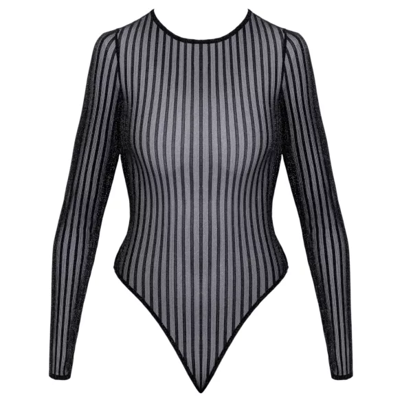 Cottelli - stripete body med sølvtråd (svart) - S-L