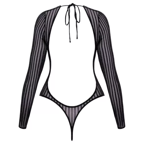Cottelli - stripete body med sølvtråd (svart) - S-L