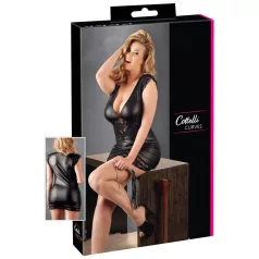   Cottelli Plus Size – skinnende kjole med blonder (svart) - XXXL