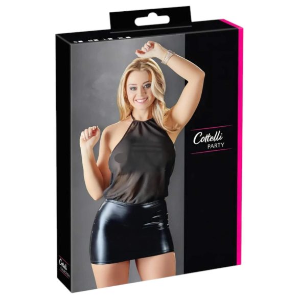 Cottelli - glitrende chiffonkjole (svart) - L