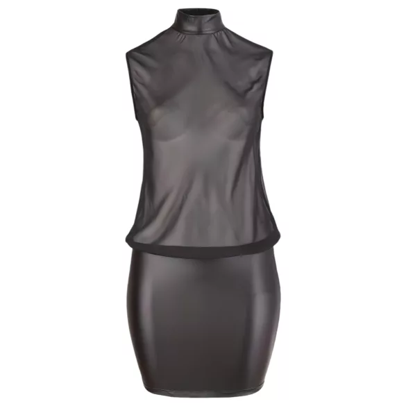 Cottelli Plus Size - skinnende chiffongkjole (svart) - 3XL