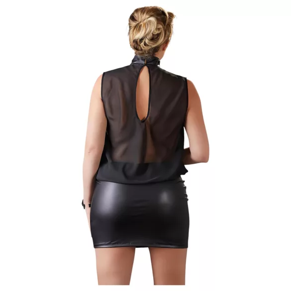 Cottelli Plus Size - skinnende chiffongkjole (svart) - 4XL