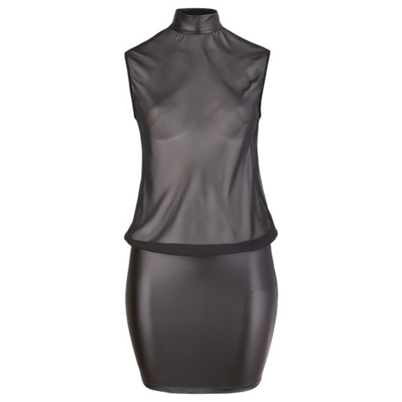 Cottelli Plus Size - skinnende chiffongkjole (svart) - 4XL