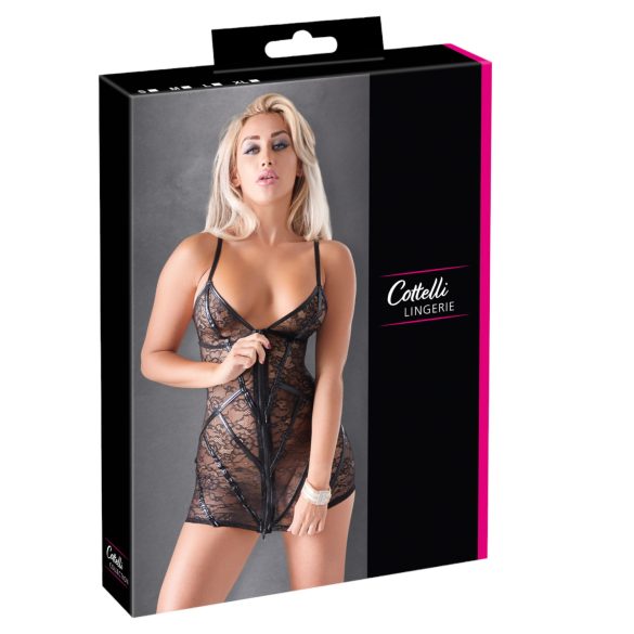 Cottelli - skinnende stripete blondekjole (svart) - XL