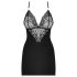 Obsessive 828-CHE-1 - Elegant kjole med stropper og stringtruse (svart) - L/XL