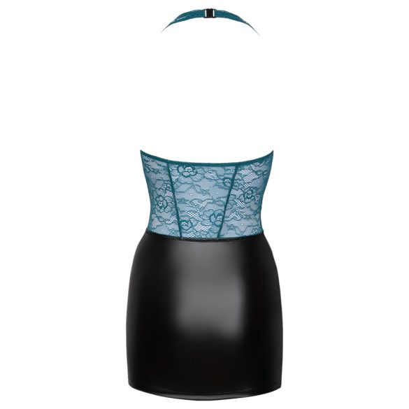 Cottelli - Glansfull og blondesnøring kjole (svart-grønn) - L