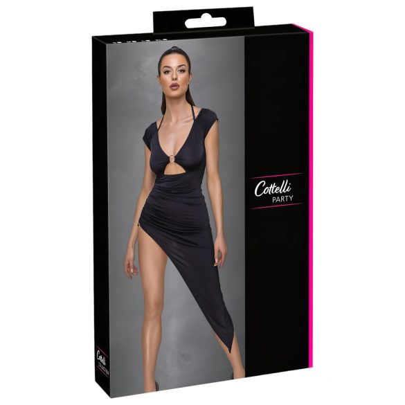 Cottelli Party - asymmetrisk, ringdetaljer kjole (svart)