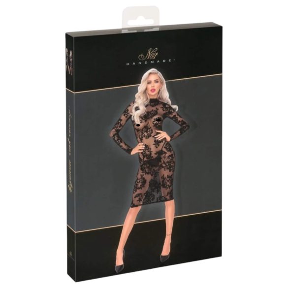 Noir - langermet kjole med rosemønster (svart)