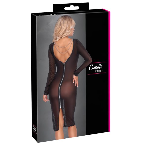 Cottelli Party - Gjennomsiktig kjole med glidelås (svart)