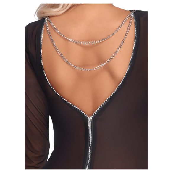 Cottelli Party - Gjennomsiktig kjole med glidelås (svart) - L